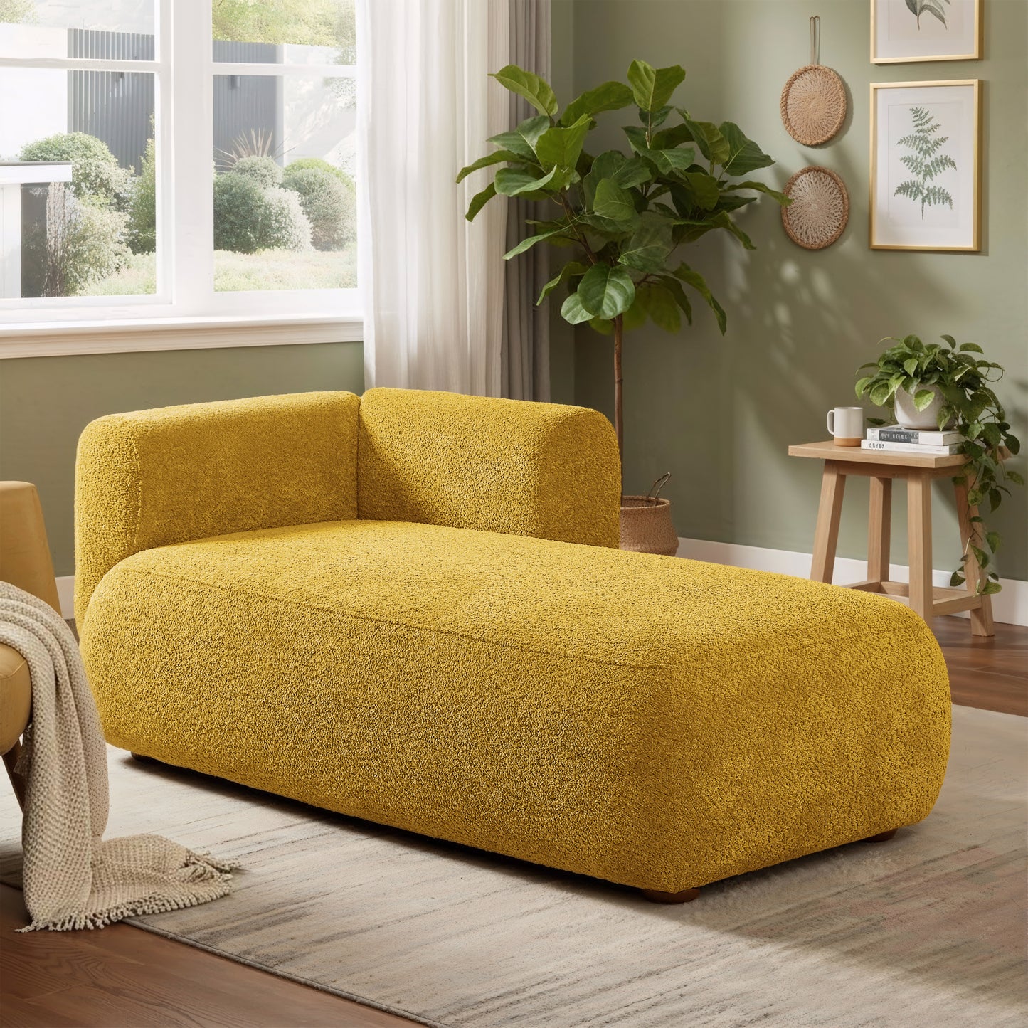 Upholstered Chaise Lounge - Yellow - primary color shot