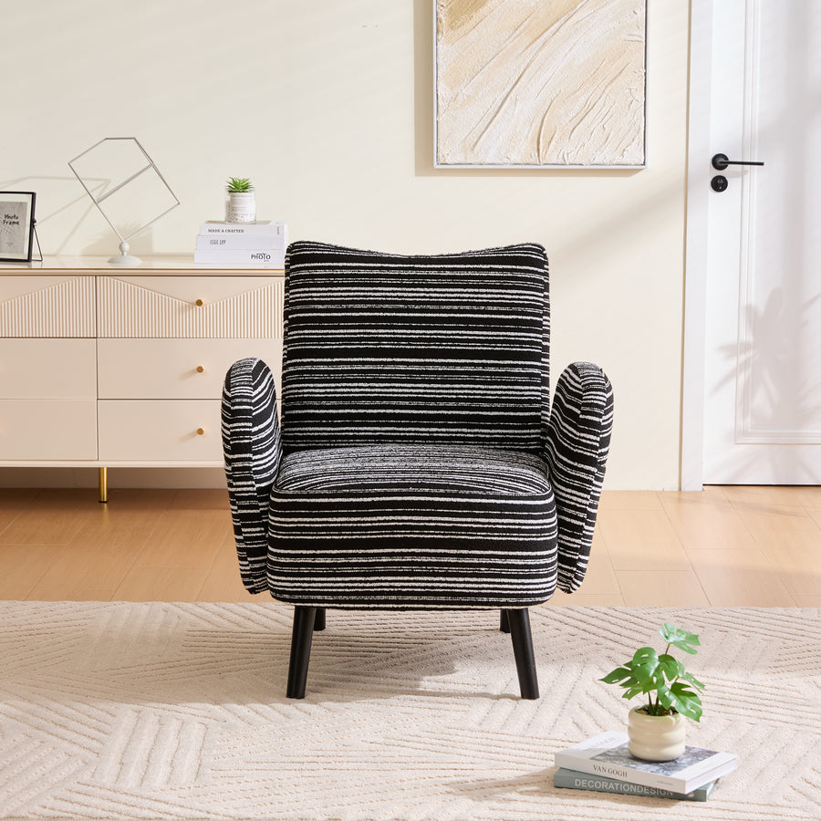 Black Bouclé Accent Chair with Black Legs - detail view 8