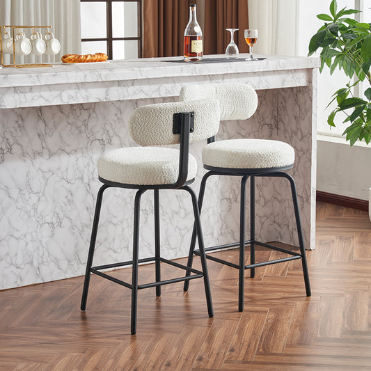 Liora Bouclé Counter Stools – White (Set of 2)