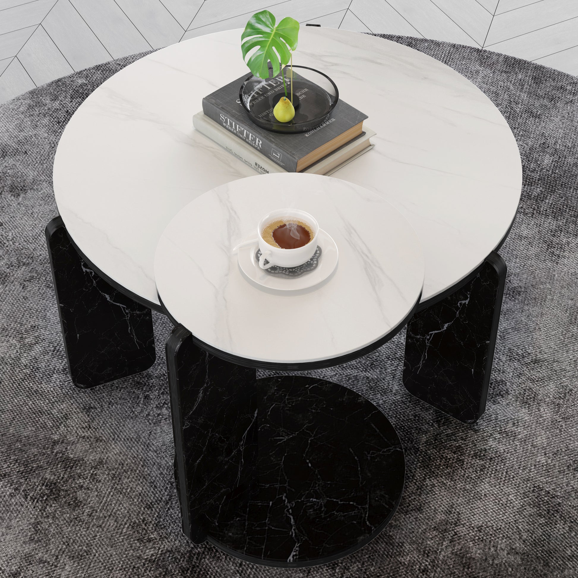 White & Black Nesting Tables with Black Legs - detail view 6