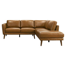 Mid-In Mod Benson Tan Leather Sectional Sofa with Right Facing Chaise - Mid-Century Modern Design - detail view 3