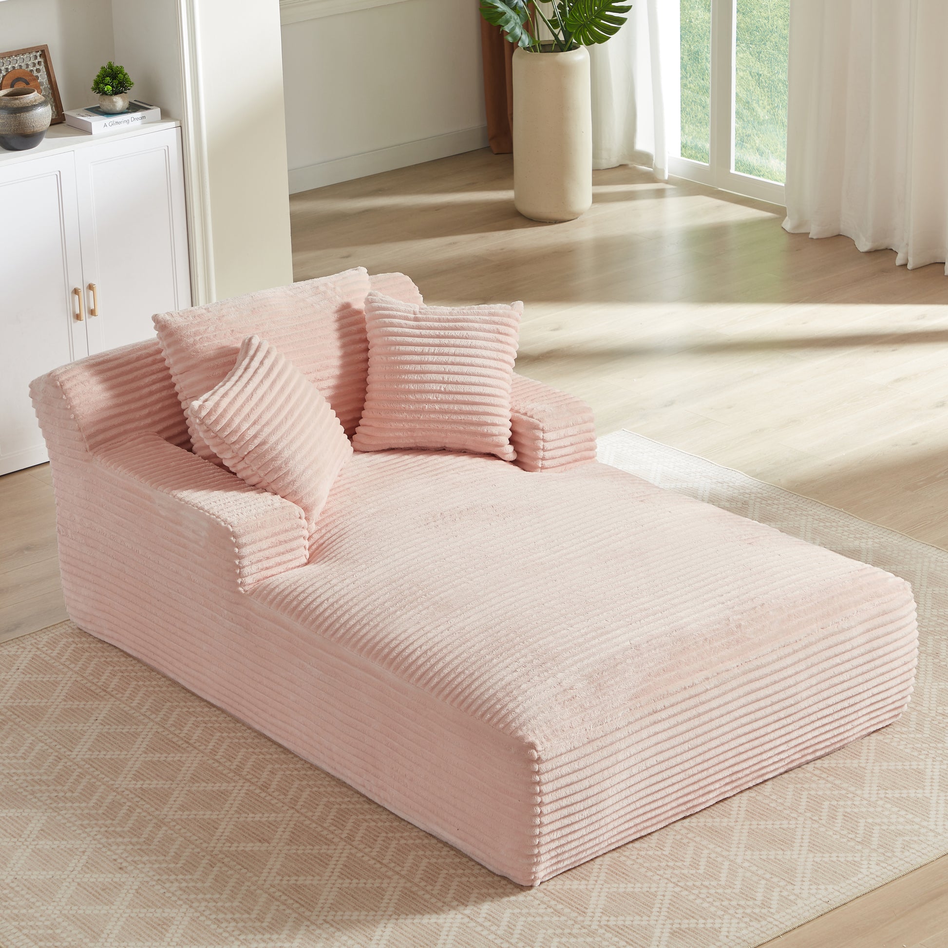 Oversized Chaise Lounge Chair Indoor - Pink - detail view 2