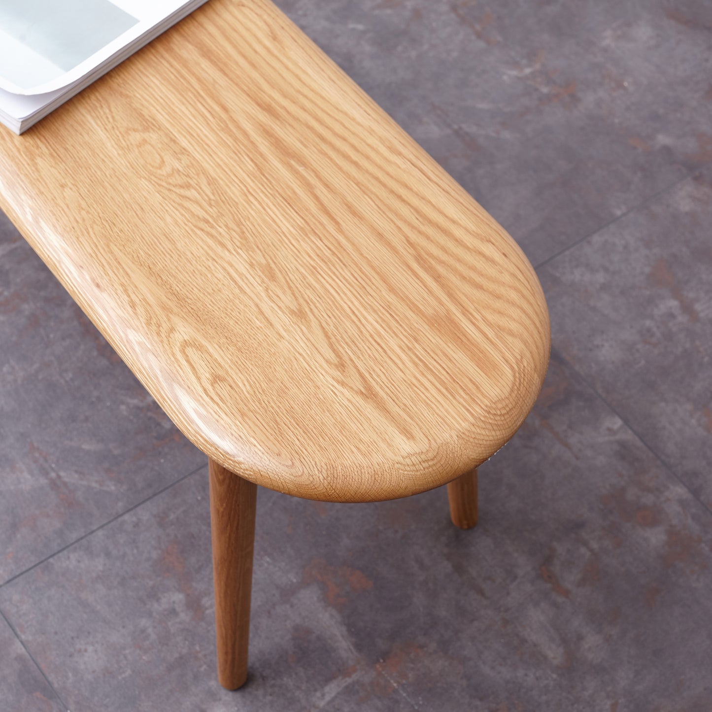 Natural Oak Dining Bench Table Bench with Half-Round Design - detail view 7