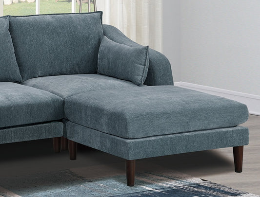Modern Gorgeous Mineral Morgan Fabric 6pcs Modular Sectional Set Armless Chairs One Arm Chair Ottoman U-Shaped Couch Living Room - detail view 2