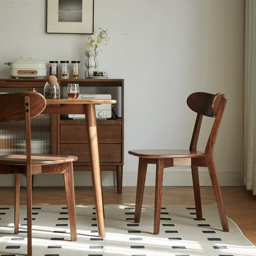 Natural Oak Dining Chair Set of 2 - Solid Wood, Walnut Finish, 46.5 * 54 * 80cm - detail view 2