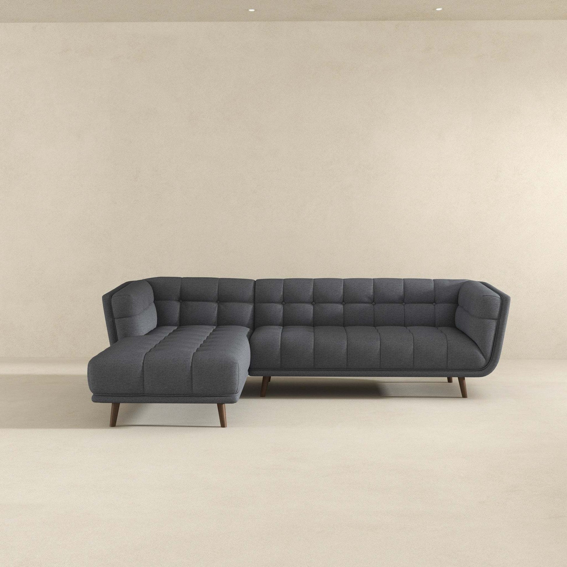 Addison Left Sectional Ash Grey Fabric Sofa - detail view 4