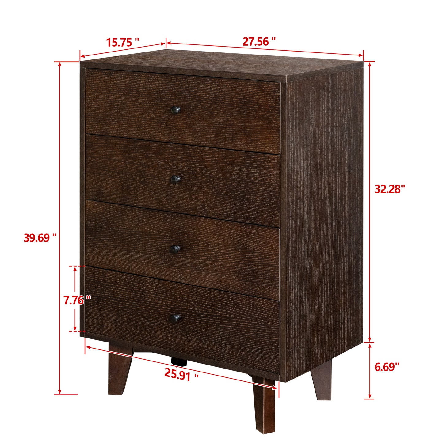 Indie 4-Drawer Mid-Century Modern Chest, Brown