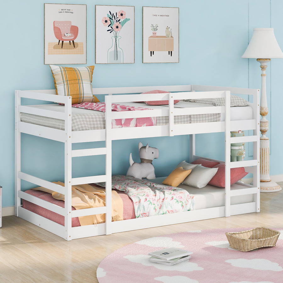 Twin over Twin Bunk Bed with Ladder - White - primary color shot