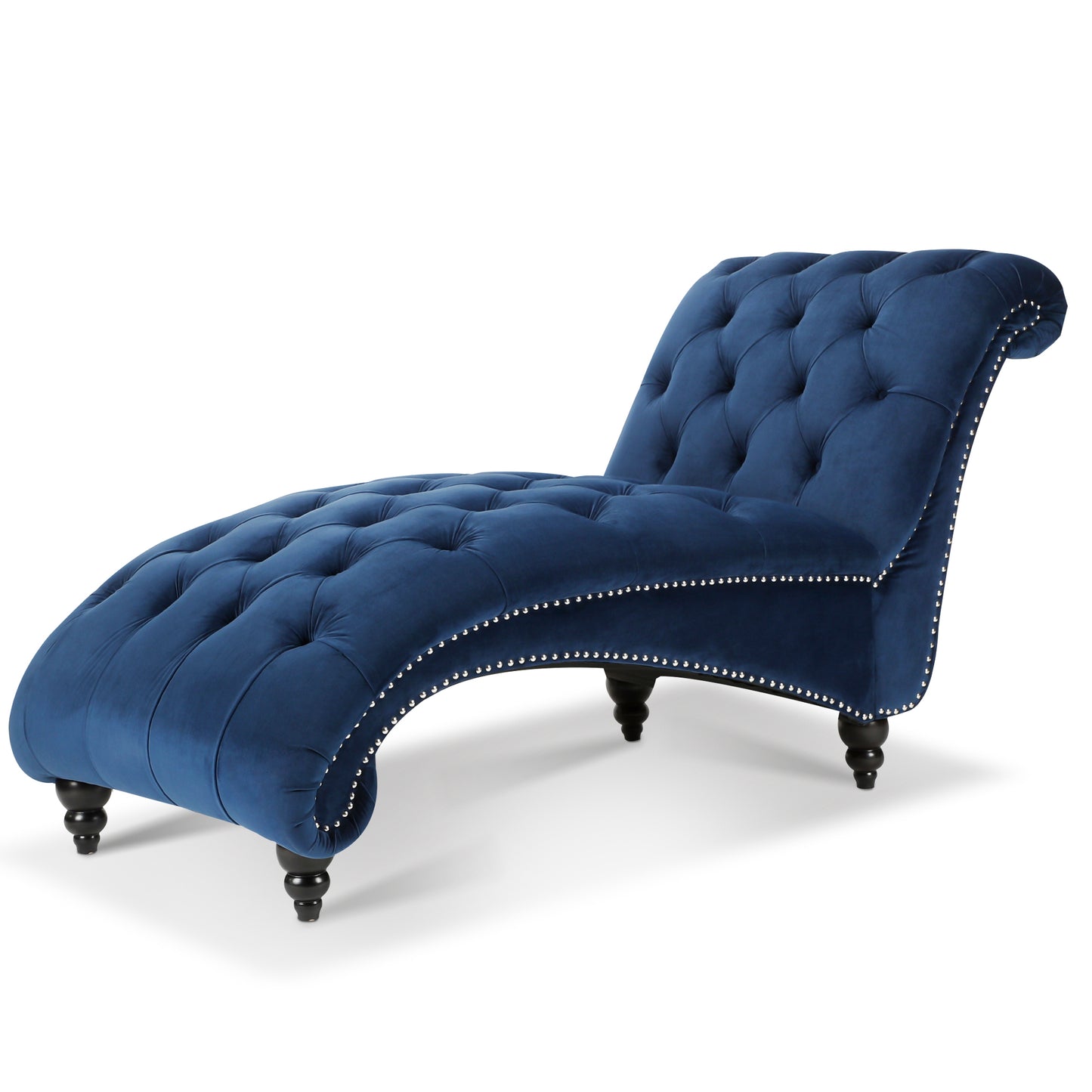 Tufted Armless Chaise Lounge - Blue - detail view 3