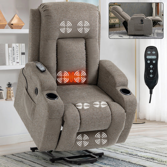Infinite Position Single Motor Up to 350 LBS Power Lift Recliner Chair for Elderly - Brown - primary color shot