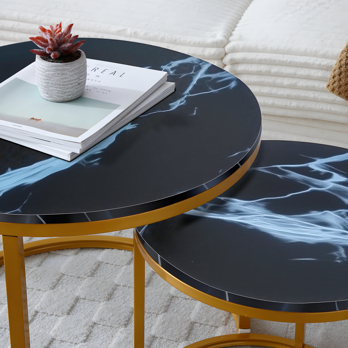 Black Nesting Tables with Gold Legs - detail view 4