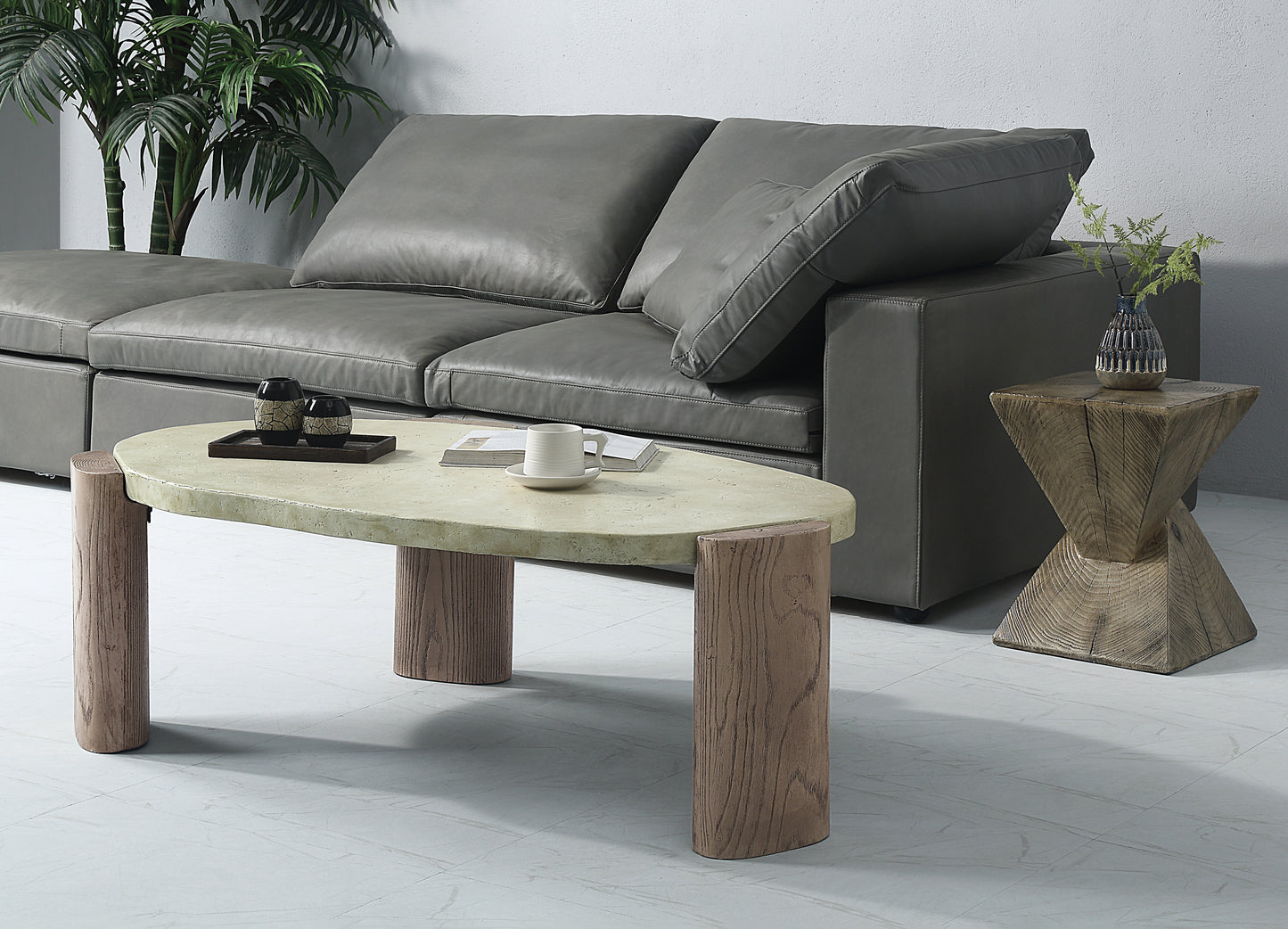 Dayana Off White & Oak Finished Leg Coffee Table
