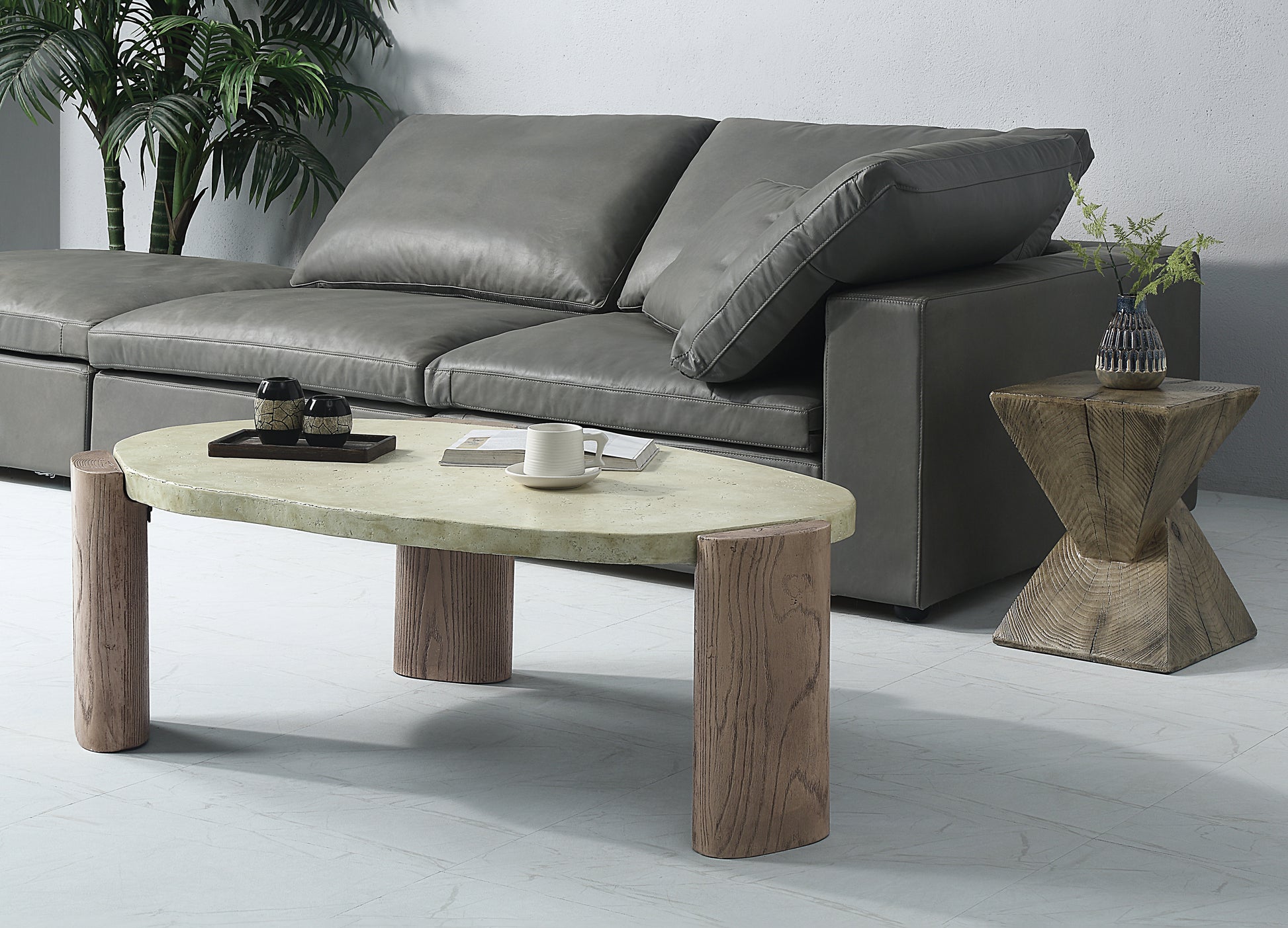 Dayana Off White & Oak Finished Leg Coffee Table