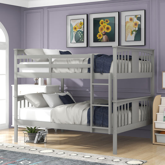 Pratt Full over Full Bunk Bed with Ladder, Gray