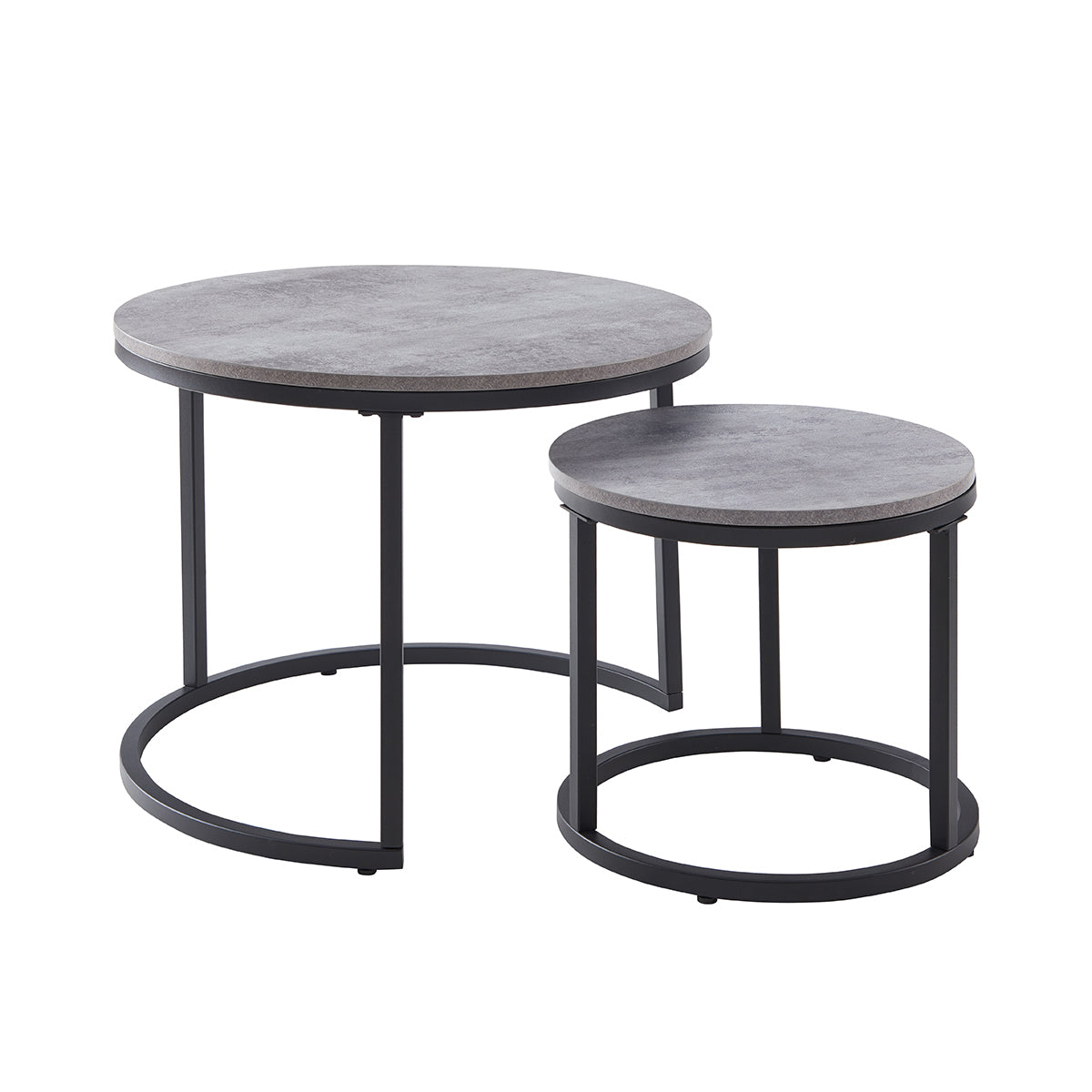 Grey Wood+metal Steel Frame Nesting Tables with Black Legs - detail view 5