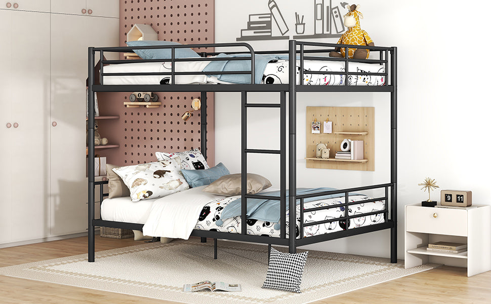 Teddy Full Over Full Metal Bunk Bed, Black