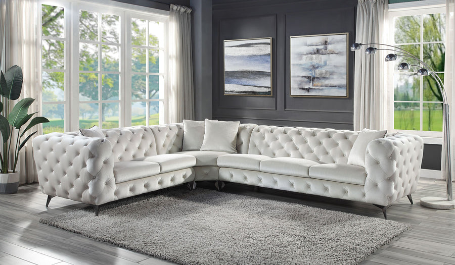 Atronia Beige Fabric Sectional Sofa W/4 Pillows - primary color shot