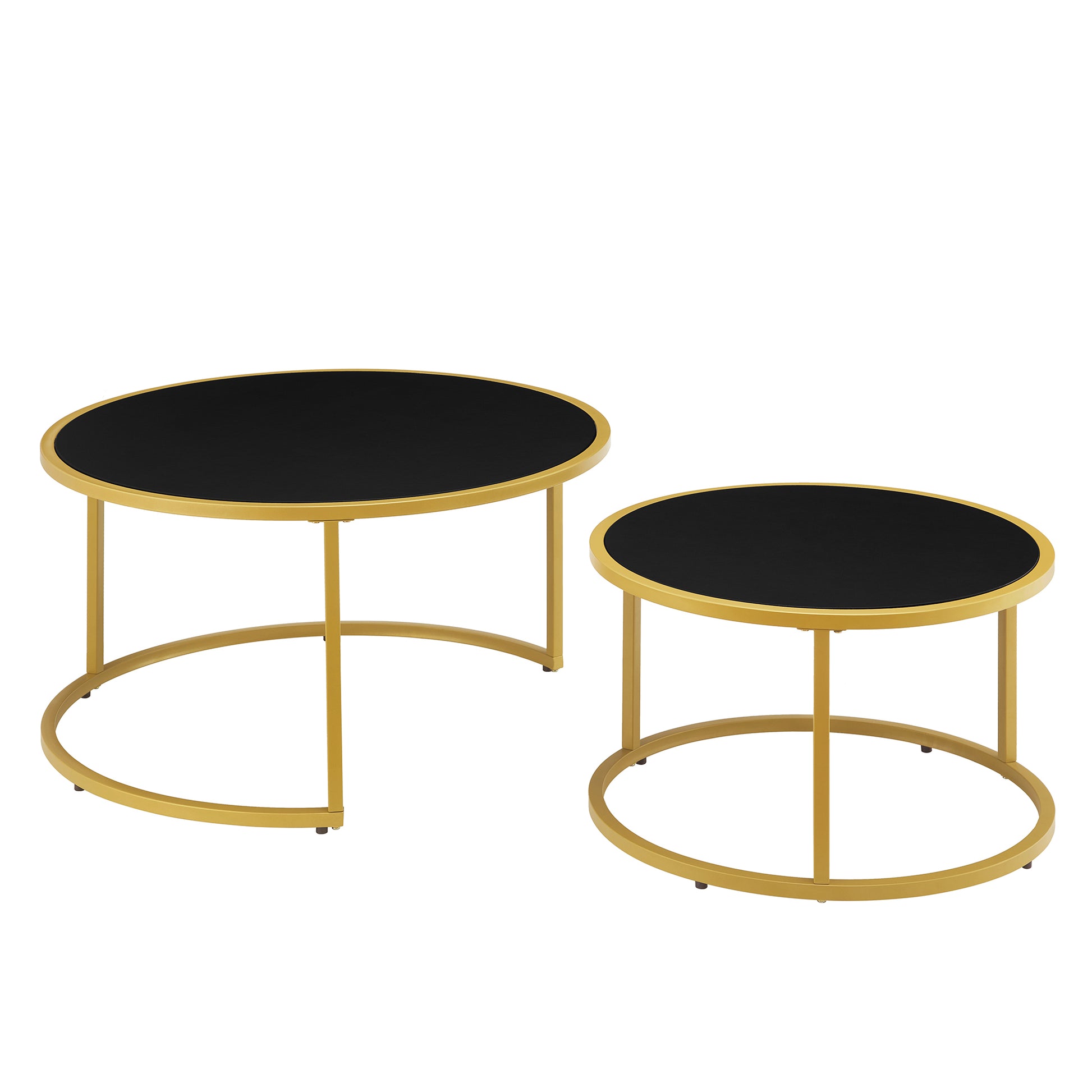 Black Fabric+metal Nesting Tables with Gold Legs - detail view 4