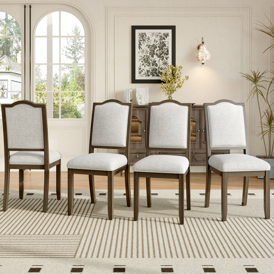 Farmhouse Dining Chairs Set of 4 - Brown+beige - primary color shot
