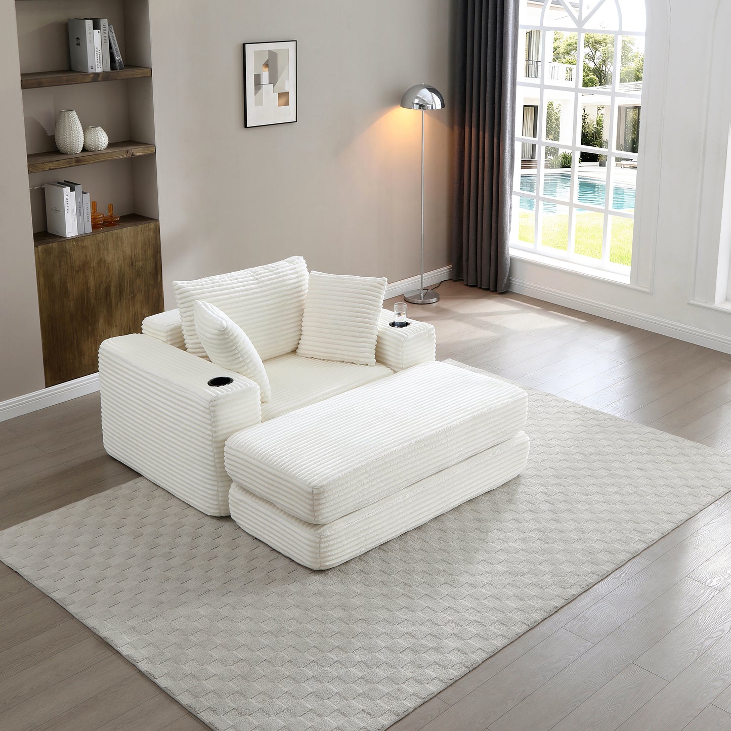 52" Boneless Chaise Lounge Chair Indoor-Oversized Cloud-Like Cozy Comfy Modular 3-in-1 Sofa Bed for Reading - Beige - primary color shot
