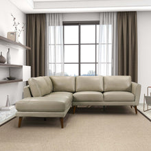 Mid-Century Modern Benson Beige Leather Sectional Sofa with Left Facing Chaise - detail view 6
