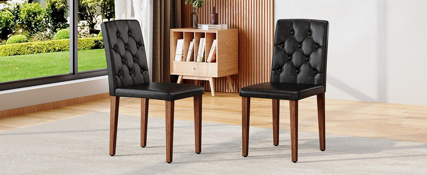 Black Upholstered Fabric Dining Chairs with Black Legs (set of 2) - detail view 8