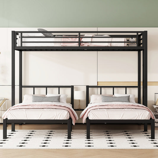 Twin over Twin & Twin Bunk Beds for 3 - Black - detail view 2