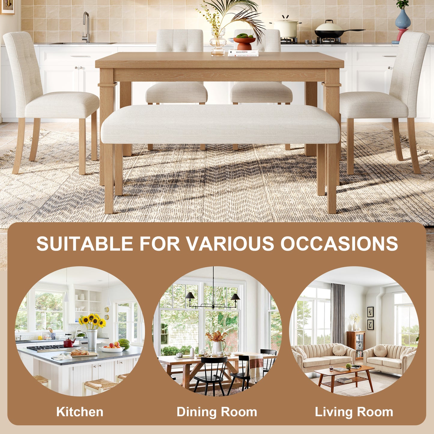 6-Piece Modern Dining Set - Natural - detail view 8
