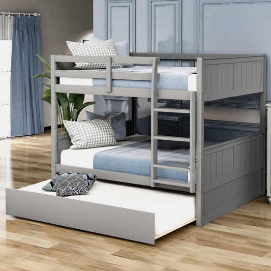 Brawnson Full over Full Bunk Bed with Twin Trundle - Gray - detail view 2