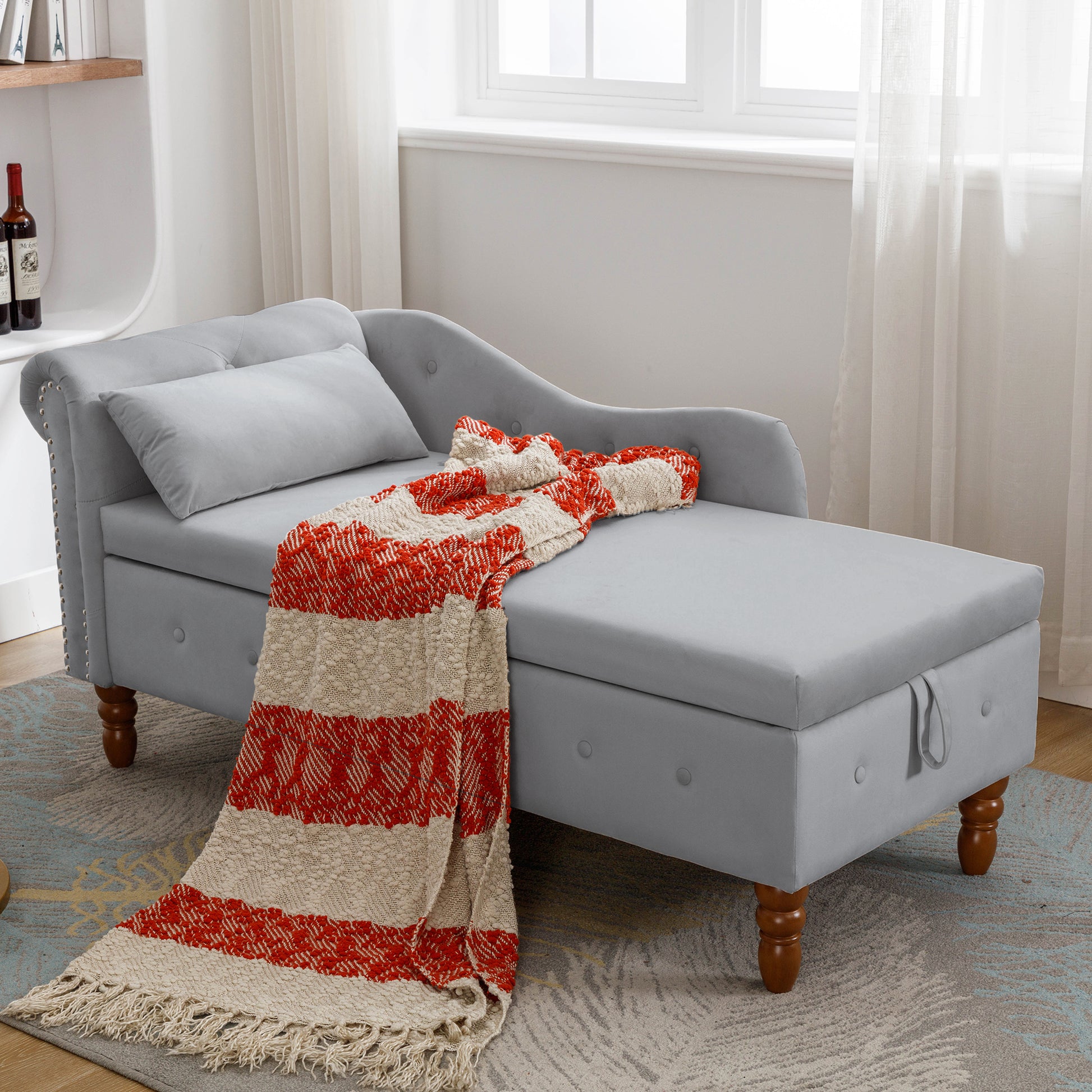 Grey Chaise Lounge Indoor - detail view 4