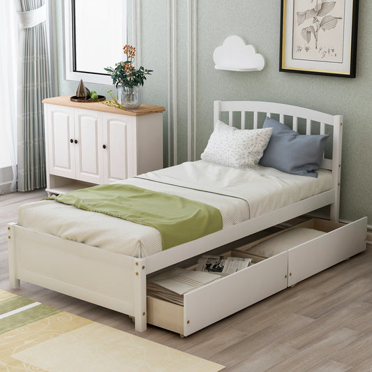 Salem Twin Platform Bed with 2-storage Drawers, White