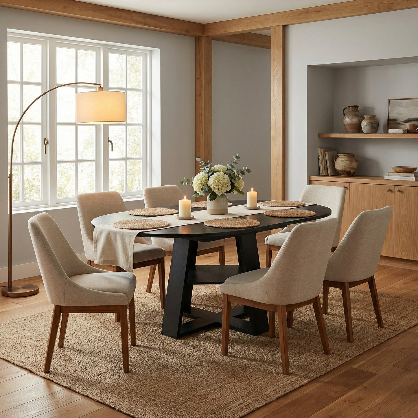 43" -59" Extendable Round Dining Table for 4-8 - Black - detail view 5