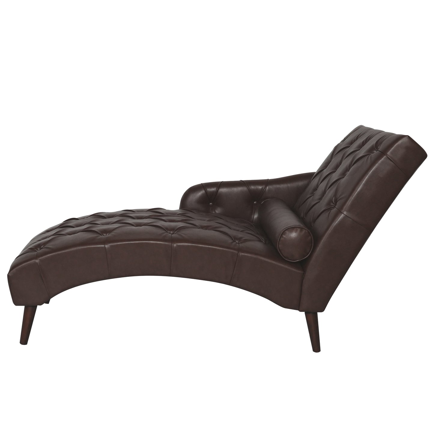 Chaise Lounge Arm Chair Indoor with Pillow & Solid Wood Legs - Brown - detail view 2