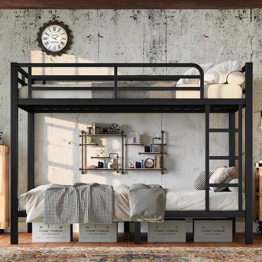 Metal Twin over Twin Bunk Bed for Teens and Adults - Black - primary color shot