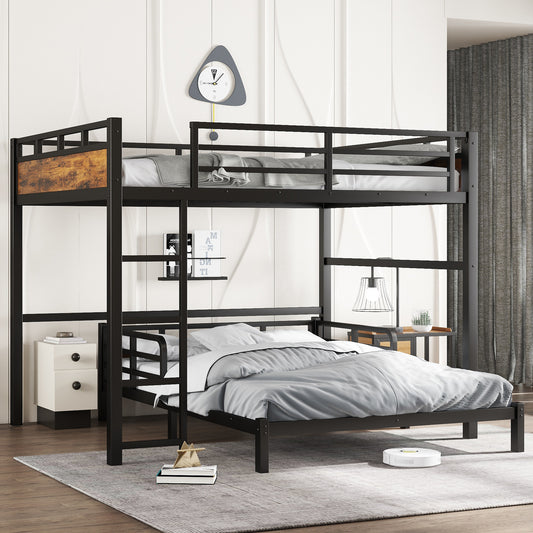 Queen over Queen Metal Bunk Bed/metal Loft Bed and Metal Platform Beds - Vintage - primary color shot