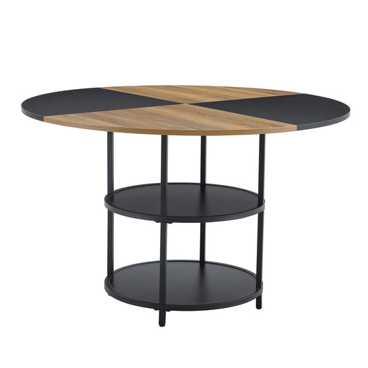 Diameter Modern Splicing Circular Dining Table - Double-Layer Storage - Black - primary color shot