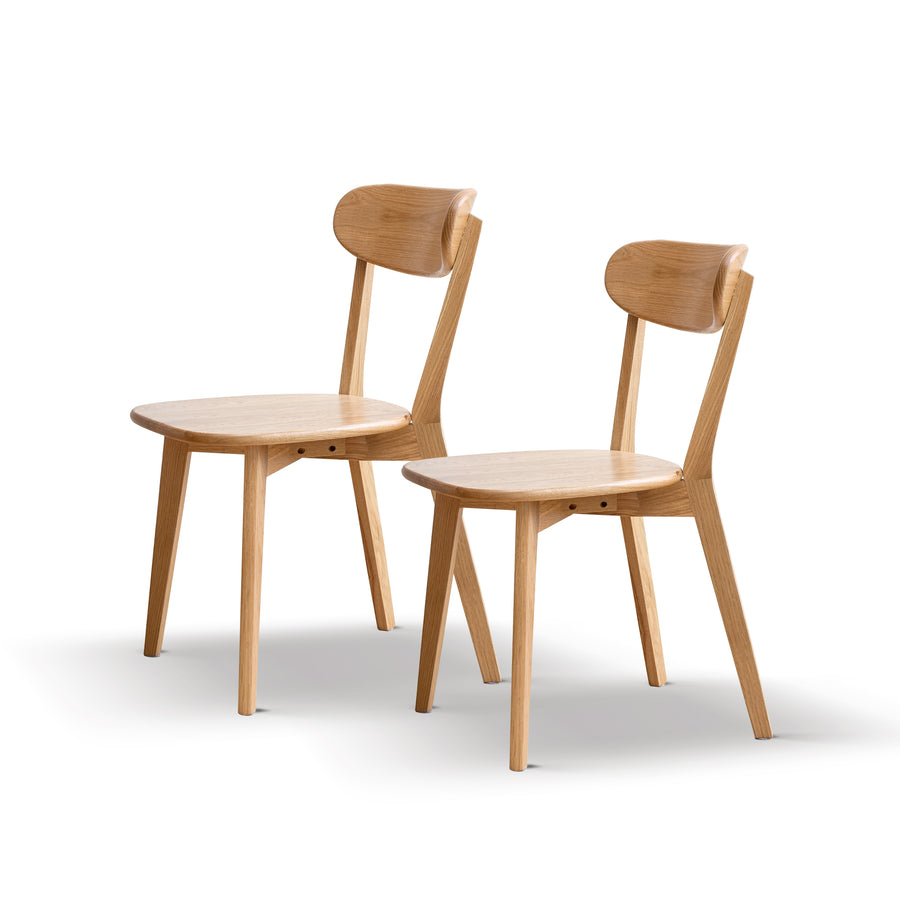 Natural Oak Dining Chair Set of 2 - Solid Wood, FAS Grade, 46.5 * 54 * 80cm - primary color shot