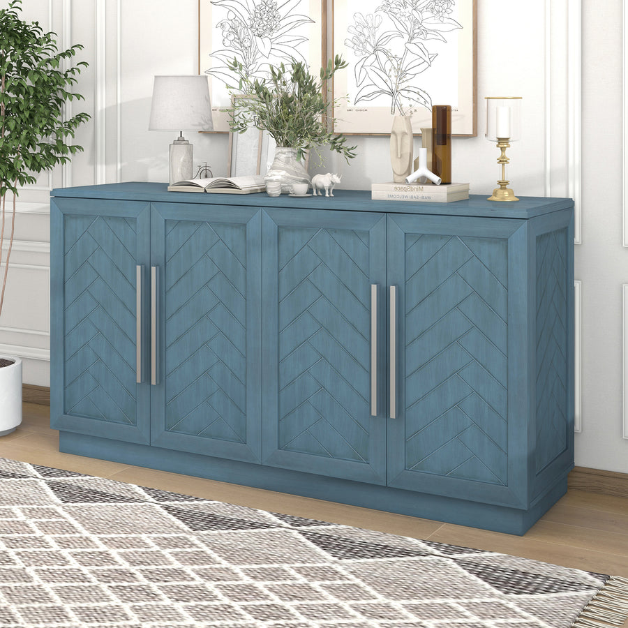TREXM Sideboard Buffet Cabinet with Storage - Antique Blue - primary color shot