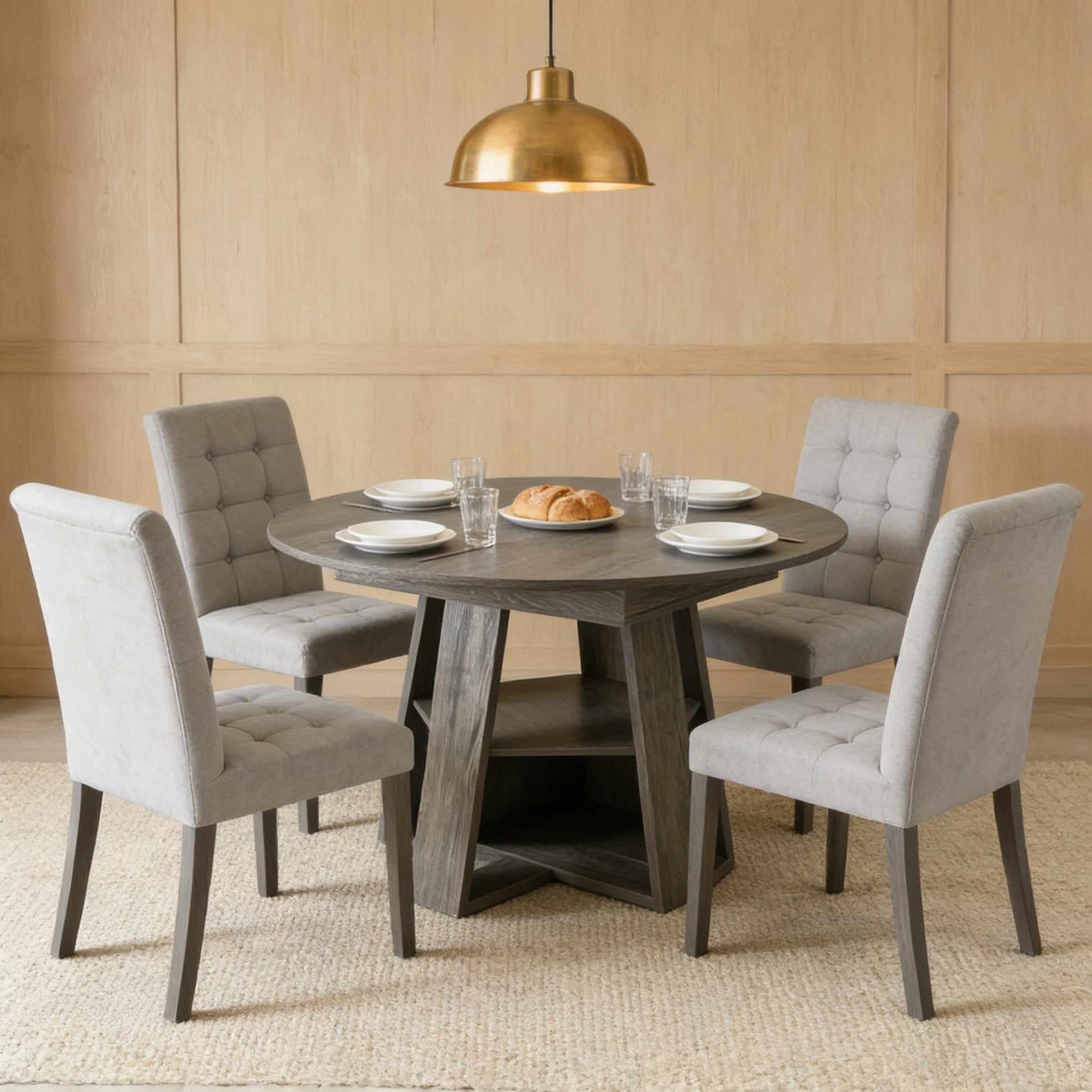 43" -59" Extendable Round Dining Table for 4-8 - Natural - detail view 2