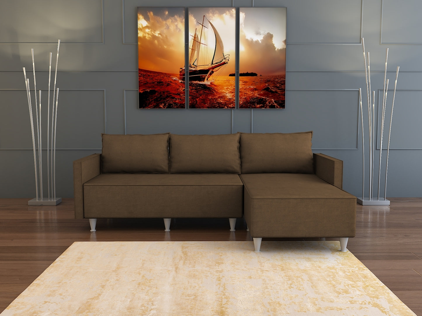 Aybuke Sectional, Brown - primary color shot