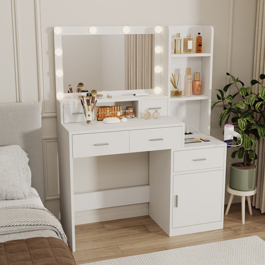 Angie Contemporary Bedroom Vanity, White