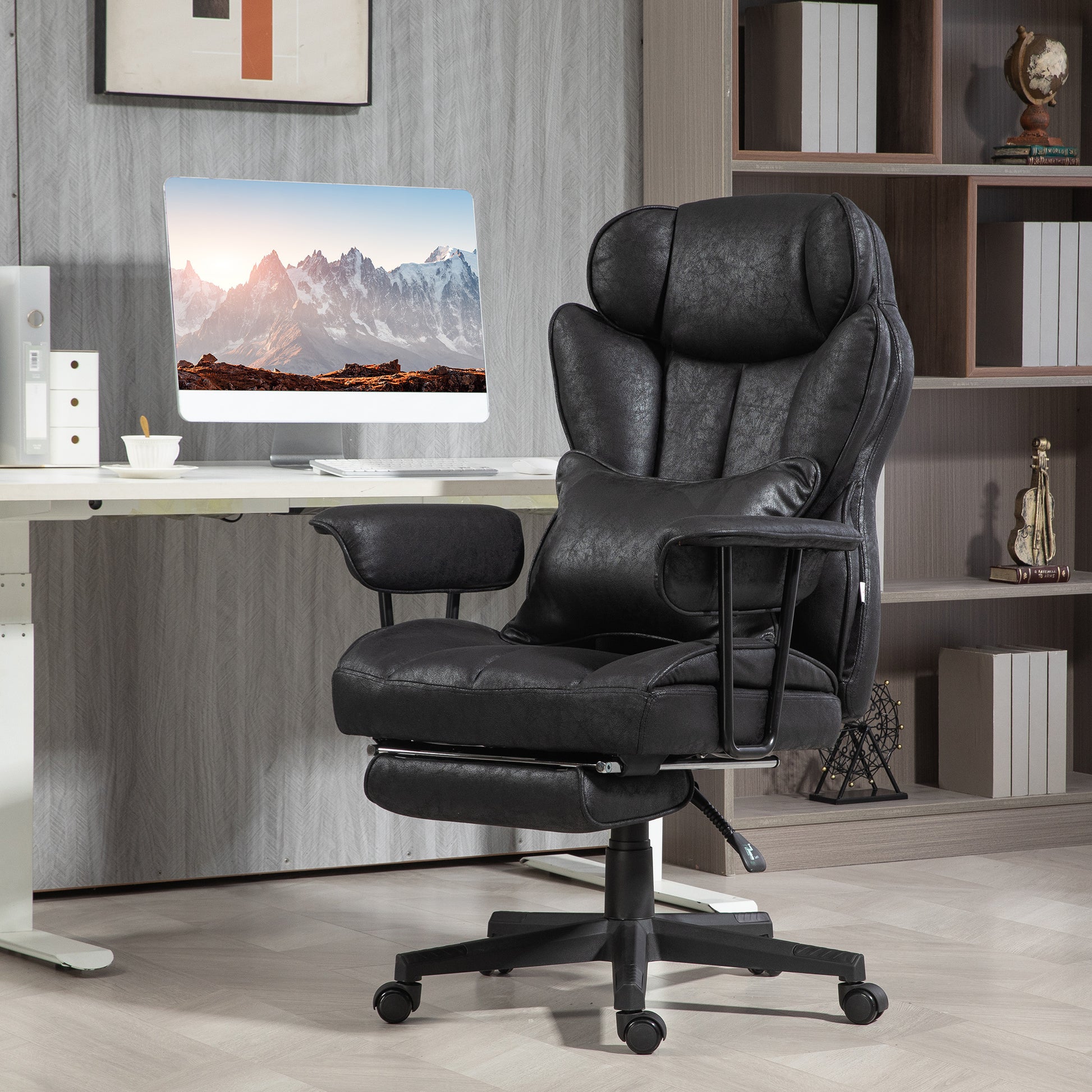 Caroline Big & Tall Teddy Fabric Upholstered Office Chair, Black