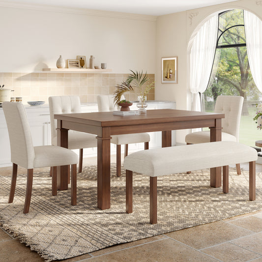 6-Piece Modern Dining Set - Walnut - primary color shot