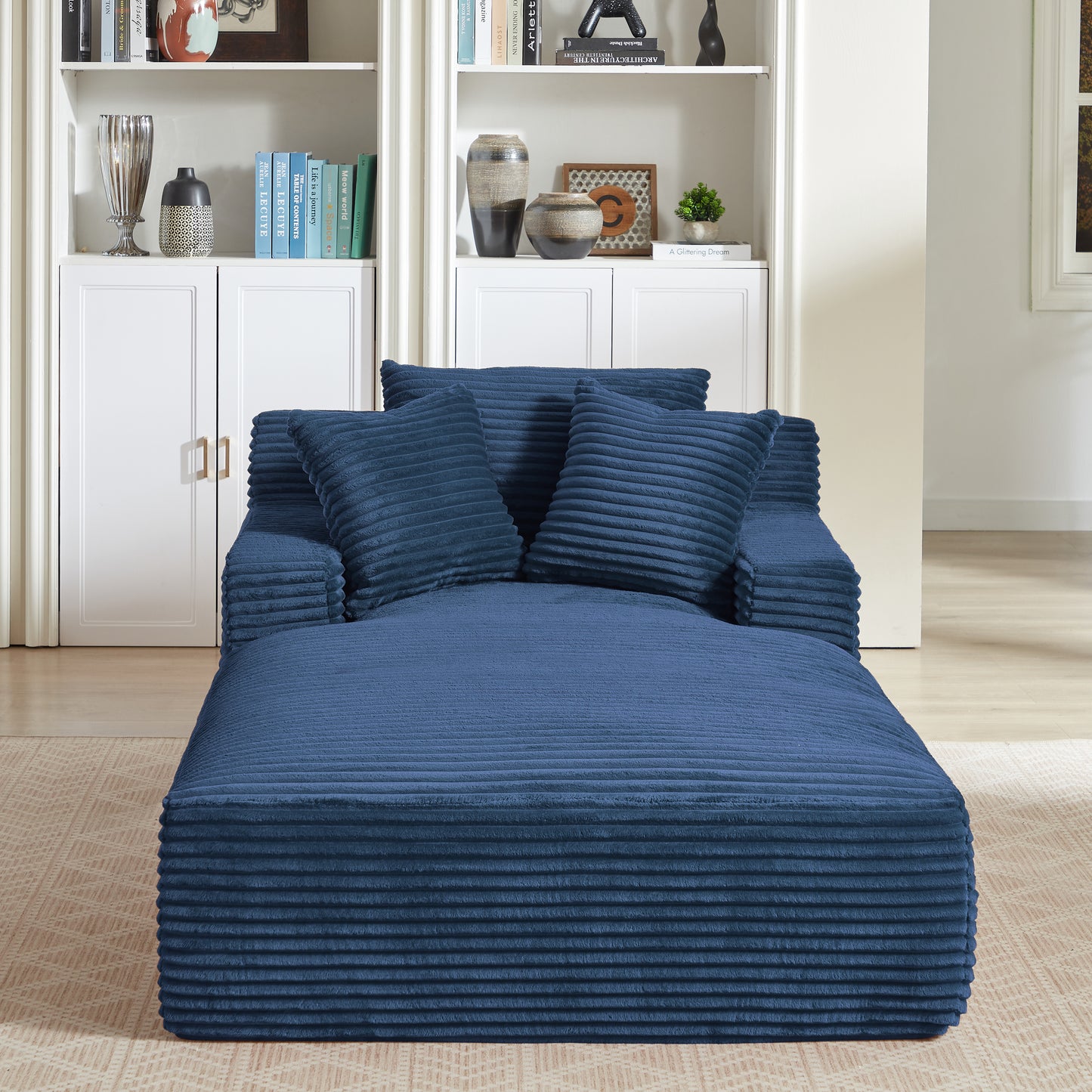 Oversized Chaise Lounge Chair Indoor - Blue - detail view 2