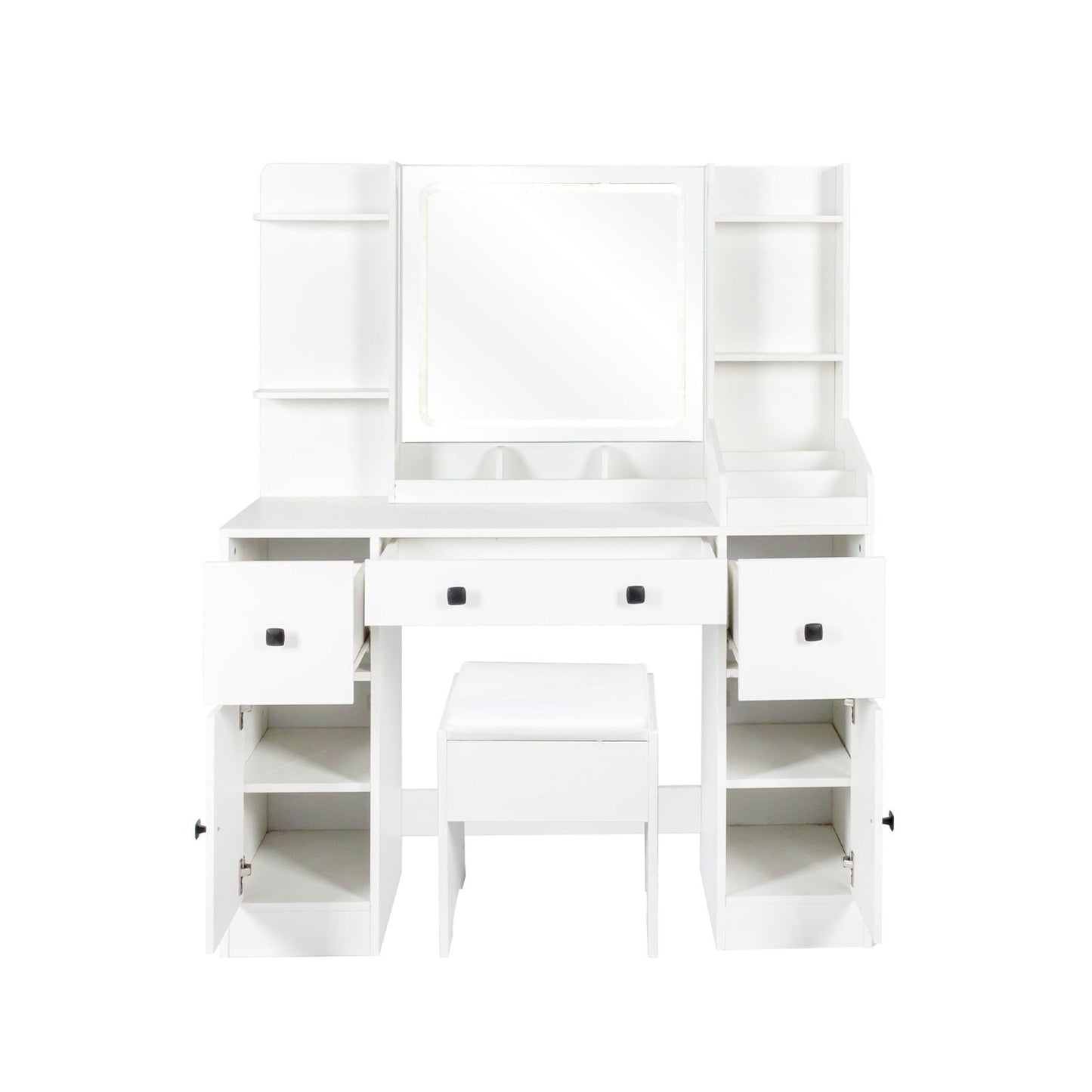 Lumi Contemporary White Vanity Set with LED Mirror