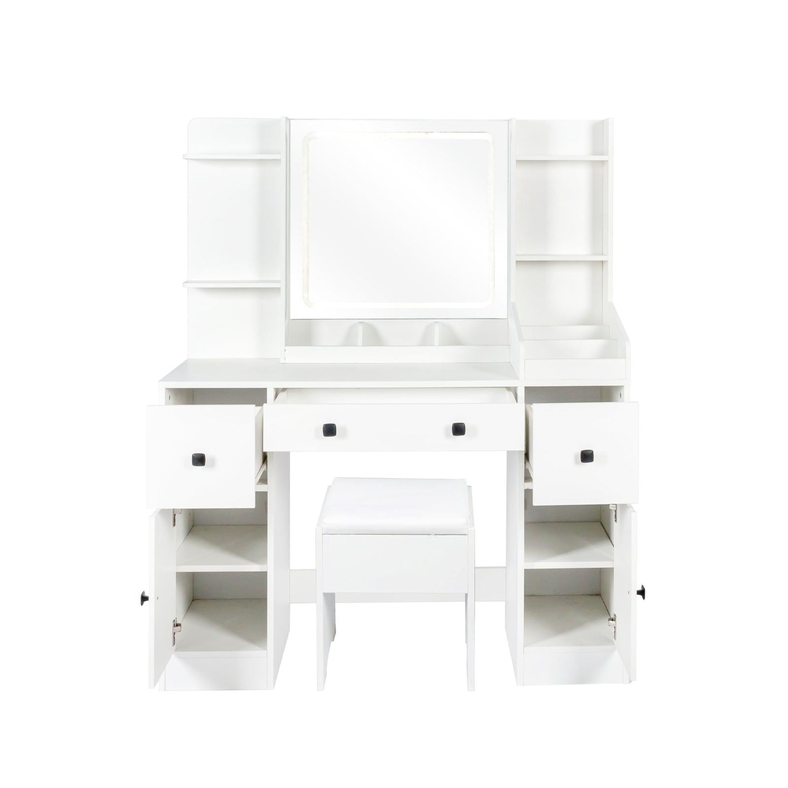 Lumi Contemporary White Vanity Set with LED Mirror