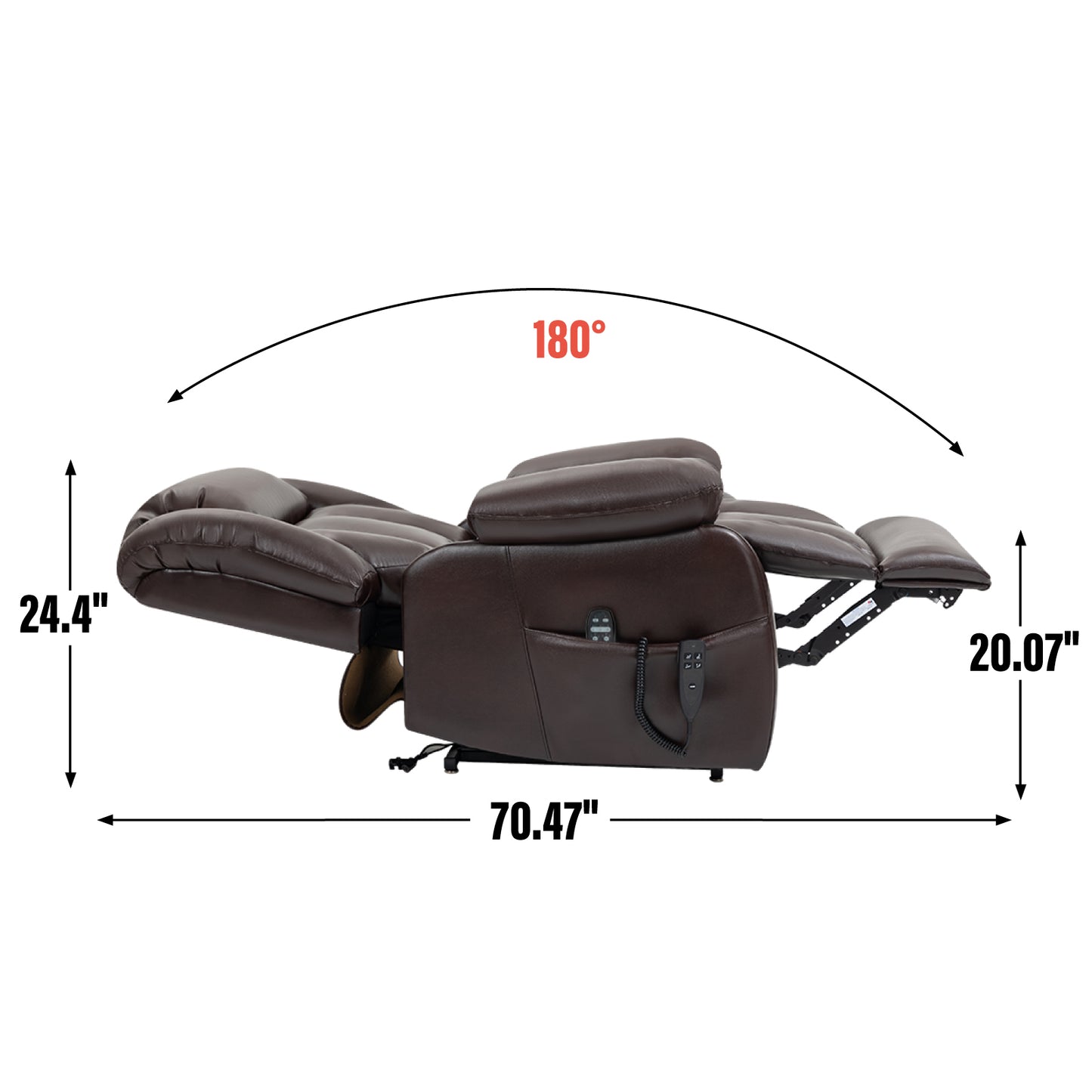 Dual Motor Infinite Position Up to 350 LBS Electric Medium Size Brown Power Lift Recliner Chair with 8-Point Vibration Massage and Lumbar - detail view 5