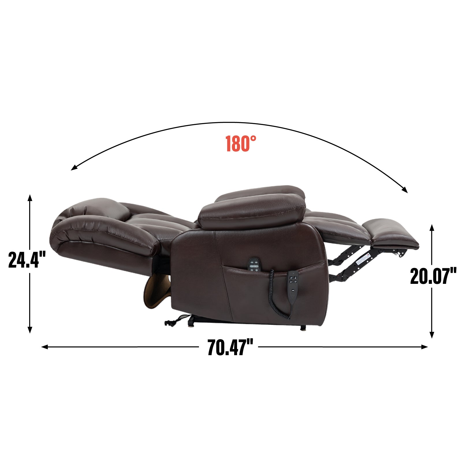 Dual Motor Infinite Position Up to 350 LBS Electric Medium Size Brown Power Lift Recliner Chair with 8-Point Vibration Massage and Lumbar - detail view 5