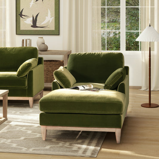 Pasadena Modern Farmhouse Chaise Lounge Chair - Green - primary color shot