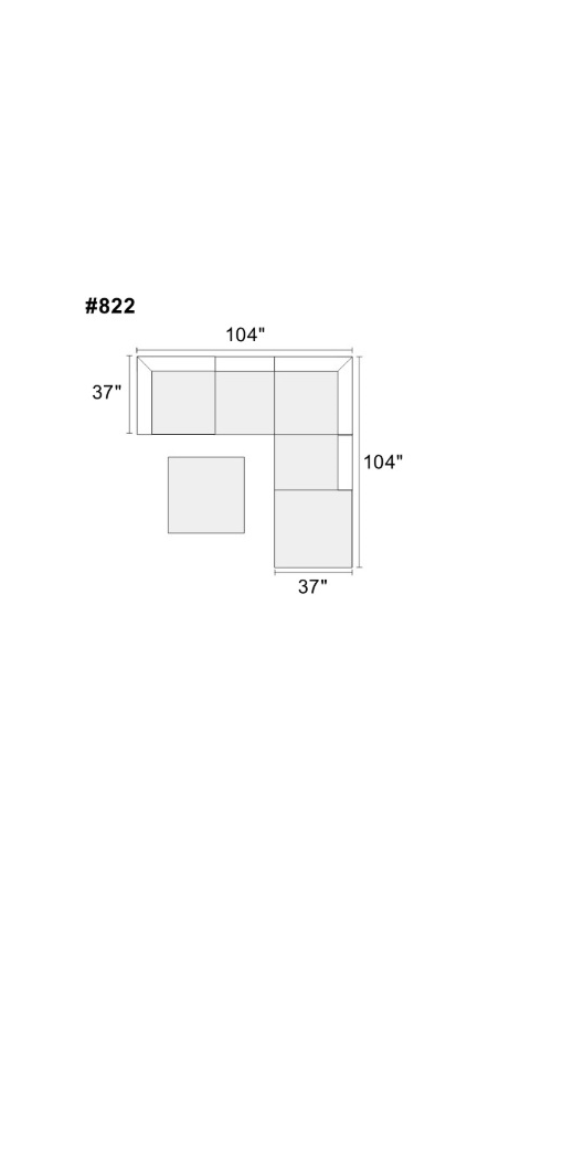 Living Room Furniture Grey Chenille Modular Sectional 6pc Set Corner L-Sectional Modern Couch 2x Corner Wedge 2x Armless Chairs and 2x Ottomans - detail view 6